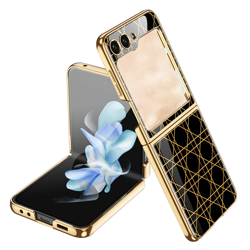 GKK Style 3 For Samsung Galaxy Z Flip5 5G Hard PC Phone Case Pattern Printing Shockproof Phone Cover with Tempered Glass Film GKK Style 3 For Samsung Galaxy Z Flip5 5G Hard PC Phone Case Pattern Printing Shockproof Phone Cover with Tempered Glass Film